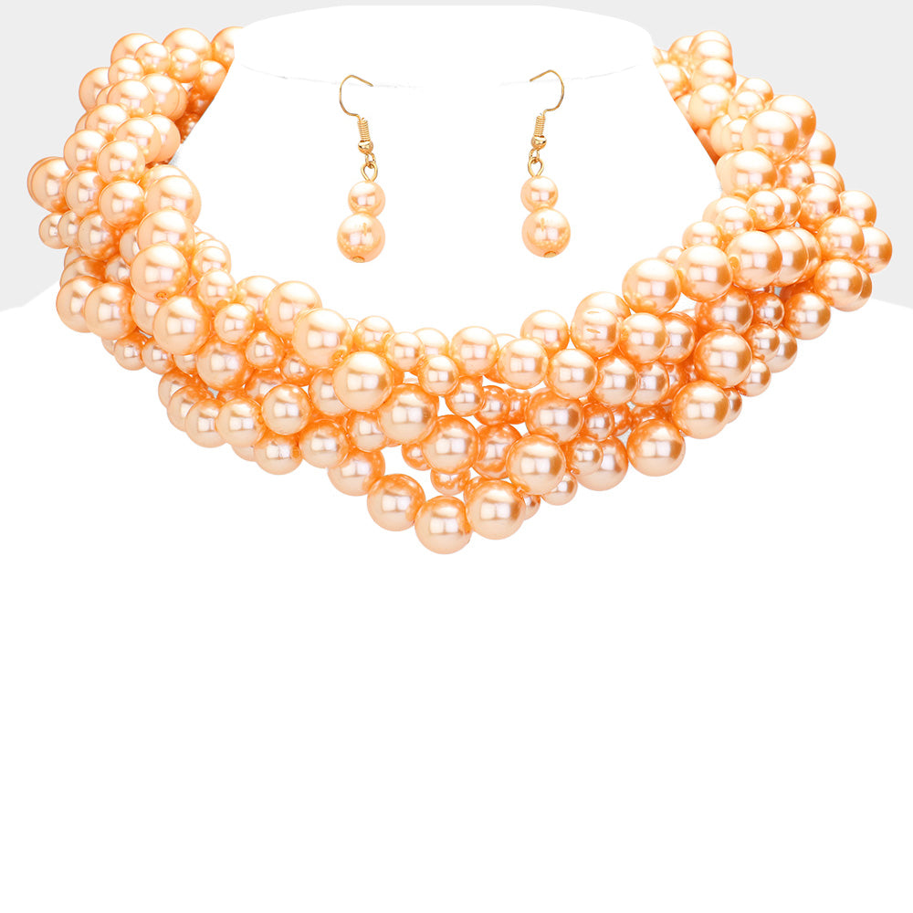 Madeline Love Brown Twisted Multi-Strand Pearl Necklace - Necklaces