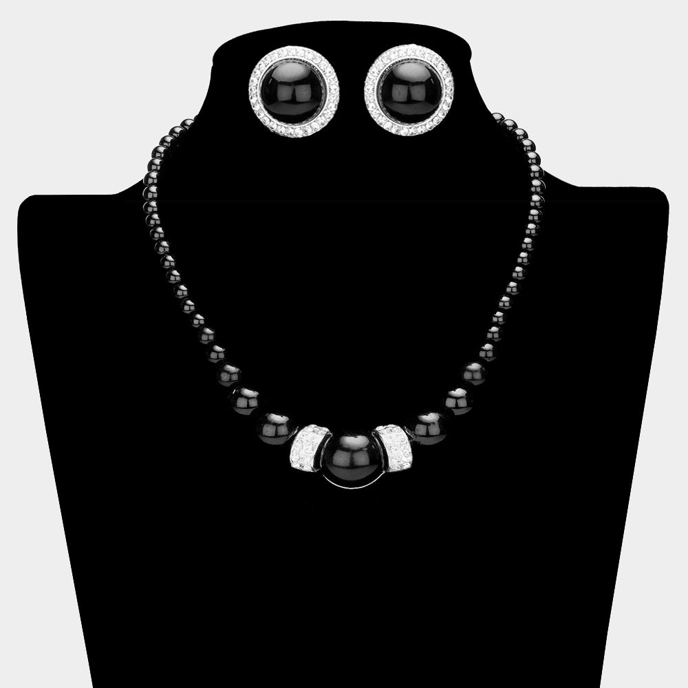 Madeline Love Black, Silver Round Pearl Necklace - Necklaces