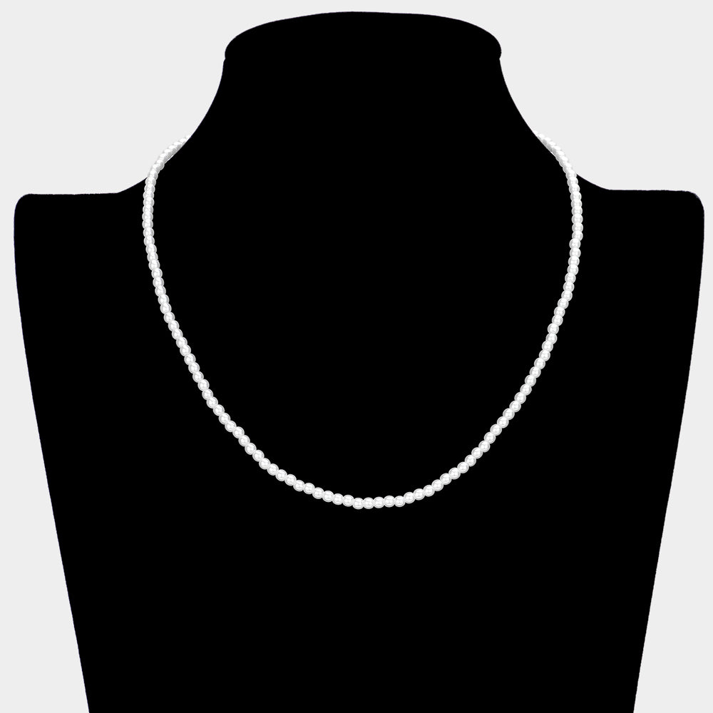 Madeline Love White White Gold Dipped Brass Metal 3mm Pearl Necklace - Necklaces