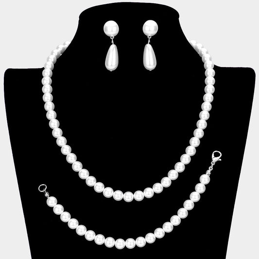 Madeline Love White 3PCS Pearl Necklace Jewelry Set - Necklaces