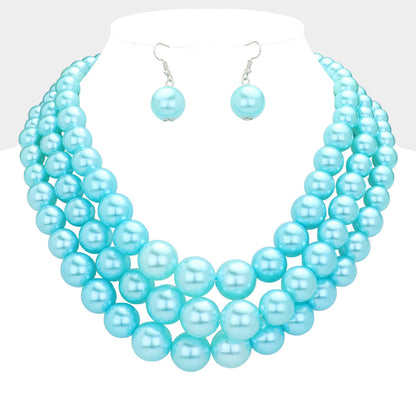 Madeline Love Turquoise 3Row Strand Pearl Necklace - Necklaces