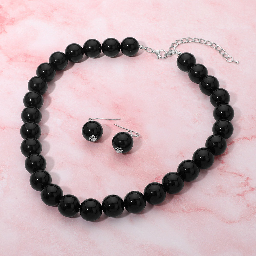 Madeline Love Jet Black Classic Pearl Beaded Necklace - Necklaces