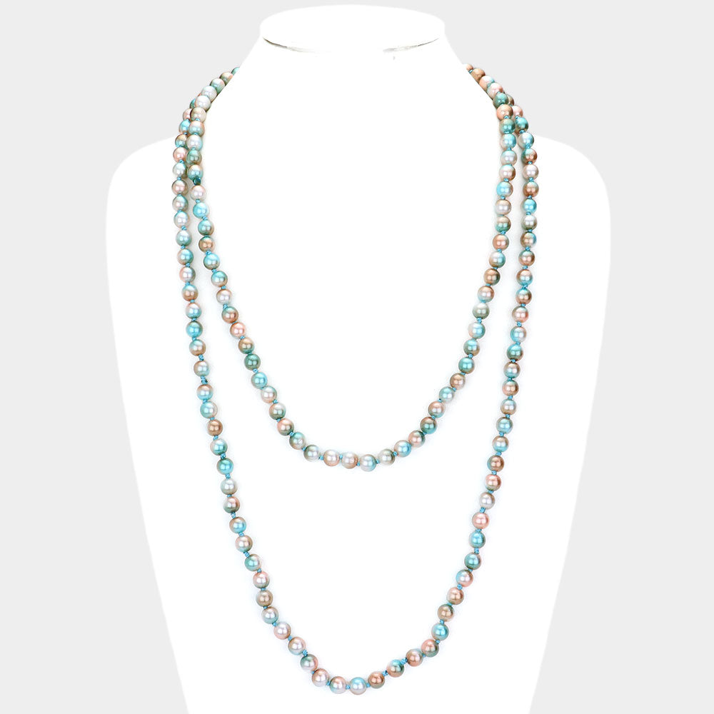 Madeline Love Blue, Multi Multi Colored Pearl Long Necklace - Necklaces
