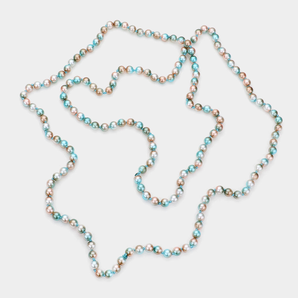 Madeline Love Blue, Multi Multi Colored Pearl Long Necklace - Necklaces - desc