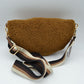 Textured Teddy Fleece Belt Bag with Adjustable Wide Strap - Pink - Crossbody Bags
