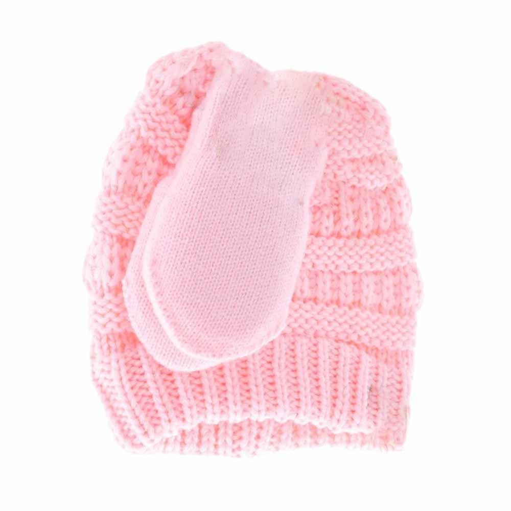 Pale_Pink BABY Solid C.C Beanie with Mitten Set provides essential warmth and comfort for your little one. Made from soft, high-quality materials, the beanie gently fits your baby's head to retain heat, while the matching mittens protect delicate skin from scratches and cold. This coordinated set balances functionality with a clean, solid design, making it an expert choice for everyday wear during cooler weather.