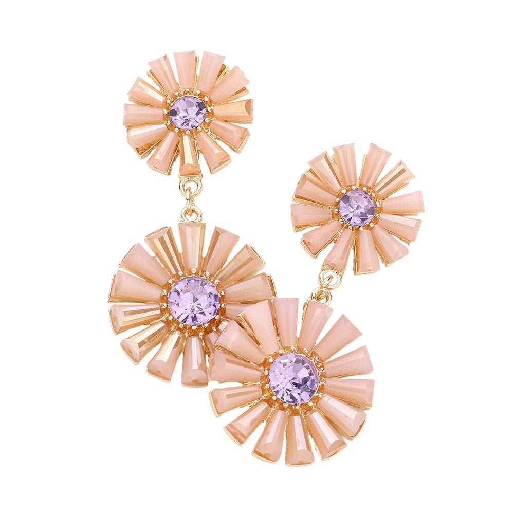 Peach Beautiful Beaded Double Flower Link Dangle Earrings, enhance your attire with these beautiful flower link dangle earrings to show off your fun trendsetting style. It is perfect for flower lovers. These earrings will garner compliments all day long. These are perfect gifts for birthdays, Mother’s Day, anniversaries, etc