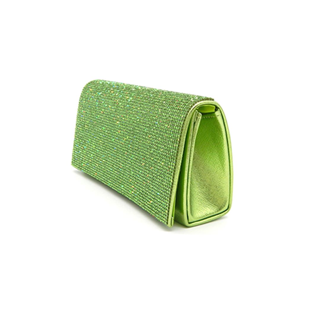 Peridot Shine at every occasion with this aqua crystal clutch, designed with a sleek silhouette and shimmering detail. Perfect for weddings, galas, and nights out, this glamorous statement bag adds elegance and sparkle to any outfit.