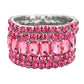 Pink 5PCS Rectangle Round Stone Stretch Multi Layered Bracelets, Add this 5 piece multi layered bracelet to light up any outfit, feel absolutely flawless. perfectly lightweight for all-day wear, coordinate with any ensemble from business casual to everyday wear, put on a pop of color to complete your ensemble. Awesome gift idea for birthday, Anniversary, Valentine’s Day or any special occasion.