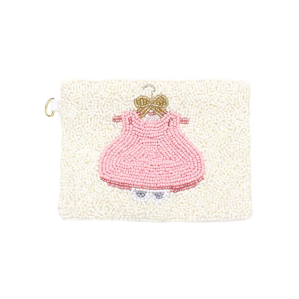 Pink Baby Dress Seed Beaded Mini Pouch Bag, is a beautiful accessory that is going to be your absolute favorite new purchase! This trendy baby dress seed beaded mini pouch bag can be given as a sweet gift to your family and friends on birthdays, baby showers, Valentine's Day, or meaningful occasions.