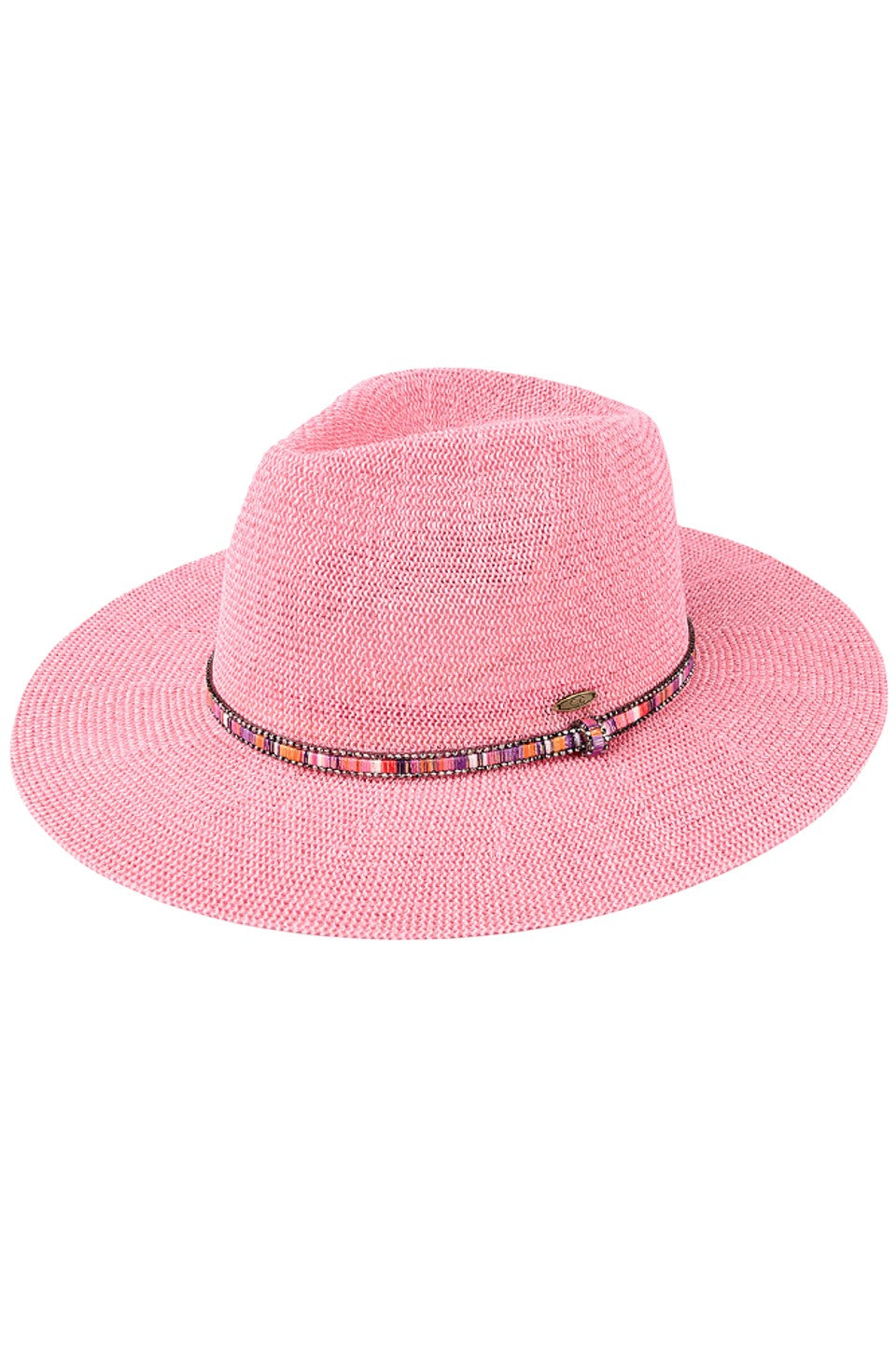 Pink C.C MULTI-THREAD RHINESTONE TRIM BAND PANAMA HAT is a must-have accessory for any fashion-forward individual. Crafted with multi-threaded material and adorned with stunning rhinestone trim, this hat adds a touch of elegance to any outfit. With its versatile design, it's perfect for any occasion and provides excellent sun protection.