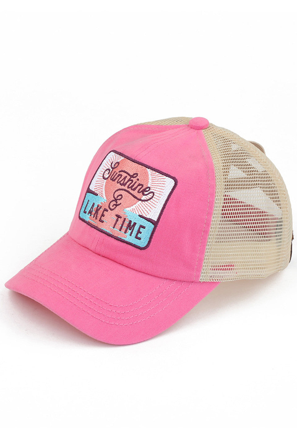 C.C SUNSHINE & LAKE TIME Patch Pony Cap - Pink - Pony Cap