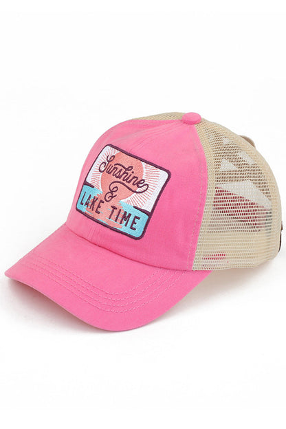 C.C SUNSHINE & LAKE TIME Patch Pony Cap - Pink - Pony Cap