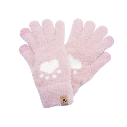Pink Cat Paw Pointed Smart Touch Gloves, Perfect for staying connected while keeping your hands warm. The unique cat paw design adds a touch of fun to these functional gloves. With smart touch technology, you can use your devices without taking them off. Stay warm and connected with these stylish gloves.