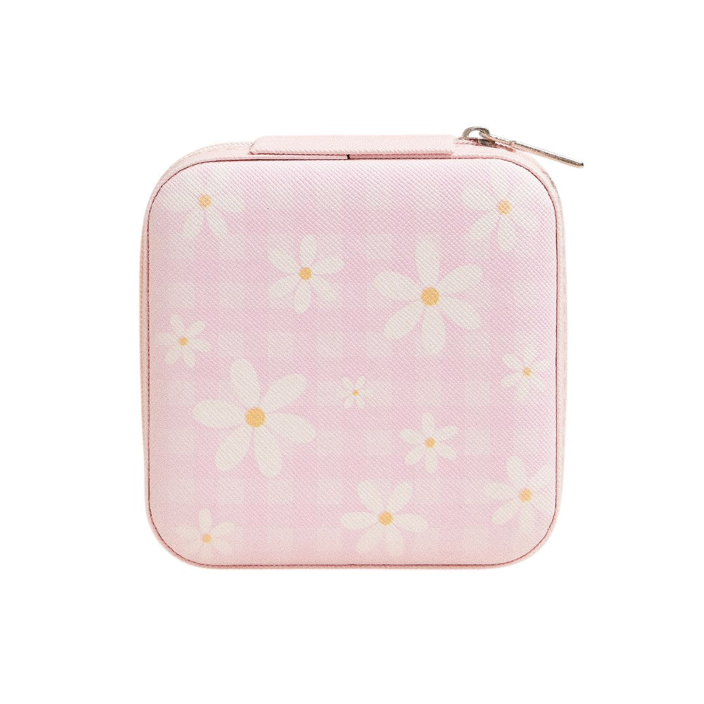 Pink Daisy Flower Checkered Pattern Portable Square Jewelry Box is perfect for storing your precious jewelry. The elegant checkered pattern and daisy flower design add a touch of charm to this portable box. Its compact size makes it convenient for travel, while keeping your jewelry safe and organized. 