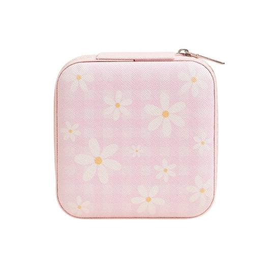 Pink Daisy Flower Checkered Pattern Portable Square Jewelry Box is perfect for storing your precious jewelry. The elegant checkered pattern and daisy flower design add a touch of charm to this portable box. Its compact size makes it convenient for travel, while keeping your jewelry safe and organized. 