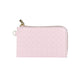 Faux Leather Basket Weave Flat Card Holder Wallet with Wristlet - Light Pink - Wallets