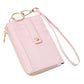 Faux Leather Basket Weave Flat Card Holder Wallet with Wristlet - Wallets