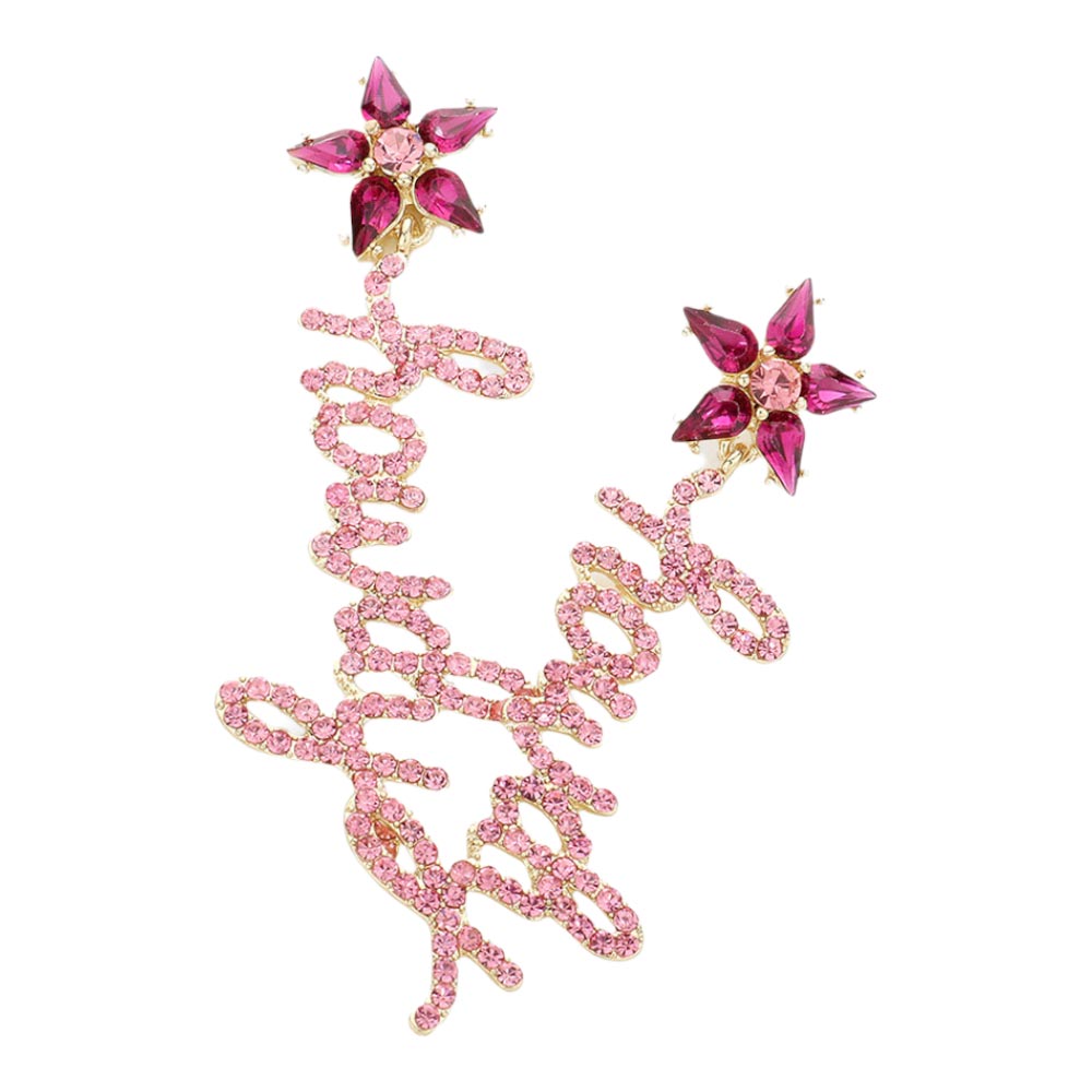 Pink Flower Howdy Message Link Dangle Earrings, are fun handcrafted jewelry that fits your lifestyle, adding a pop of pretty color. Enhance your attire with these vibrant artisanal earrings to show off your fun trendsetting style. Great gift idea for your Wife, Mom, your Loving one, or any flower lover or family member.
