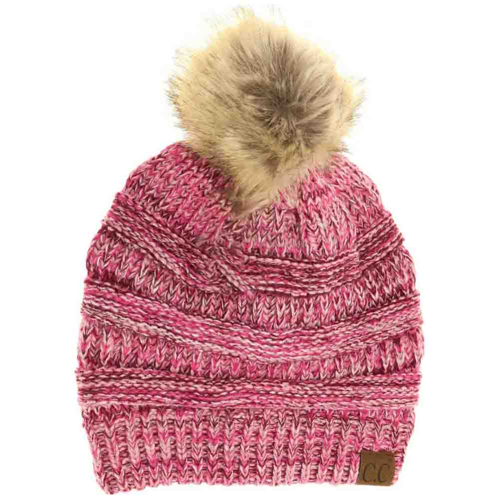Pink Four-Tone Fur Pom CC Beanie combines warmth and style with its distinctive four-tone color palette and a soft, plush fur pom-pom. Crafted for comfort and durability, this beanie provides reliable insulation for cold weather while adding a sophisticated touch to your winter wardrobe. Its versatile design pairs effortlessly with various outfits, making it a practical yet fashionable accessory for expert-level winter preparation. 