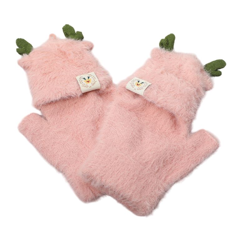 Add a playful touch to your winter style with these soft fuzzy gloves featuring adorable reindeer ear accents and a charming stitched detail. Warm, cozy, and fun, they make the perfect cold-weather essential for outdoor wear or a delightful holiday gift.