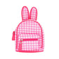 Pink Glittered Check Patterned Bunny Mini Backpack Bag is a whimsical and stylish accessory for any fashion-forward individual. The check pattern adds a touch of sophistication, while the glitter detailing adds a playful sparkle. With its mini size and backpack design, it is practical and comfortable for everyday use.
