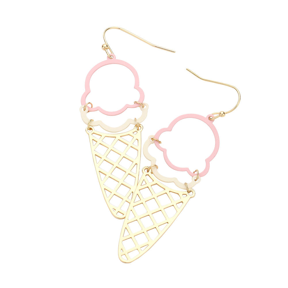 Pink Ice Cream Dangle Earrings, ice cream dangle earrings are fun handcrafted jewelry that fits your lifestyle, adding a pop of pretty color. Enhance your attire with these vibrant artisanal earrings to show off your fun trendsetting style. Great gift idea for your Wife, Mom, or your Loving One.