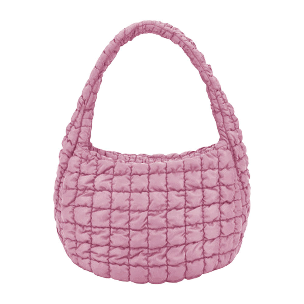 Pink Quilted Puffer Shoulder Crossbody Bag, Stay warm and stylish with this bag. Made of durable material, it is insulated to keep you cozy in the coldest conditions. The shoulder straps make it comfortable and convenient to carry, so you can bring everything you need with ease. Perfect for gifting on every occasion.
