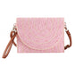 Pink Stitch Detailed Straw Crossbody Bag is a must-have for any fashion-forward individual. The intricate stitching adds a unique touch to the classic straw material. With its convenient crossbody design, this bag is perfect for hands-free carrying and the perfect accessory for any summertime outfit. 