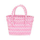 Pink Woven Basket Mini Micro Tote Bag is expertly crafted with a unique design that combines both fashion and function. Its sturdy woven construction provides durability and its compact size makes it perfect for carrying essentials while on the go. Add a touch of style to your every day with this versatile tote bag.