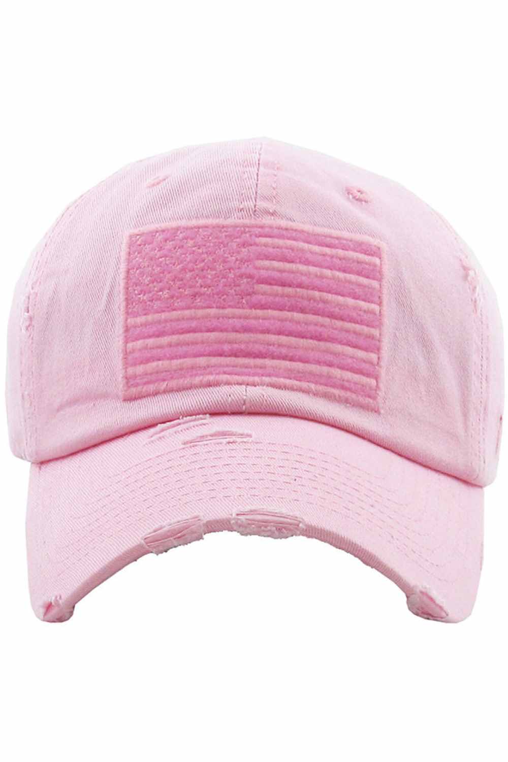 Pink Show off your patriotic style with this Unisex American Flag washed vintage distressed baseball cap, featuring a classic worn-in look and bold flag detail. Designed for comfort with an adjustable fit, this everyday cap is perfect for casual outings, outdoor activities, or laid-back weekends.