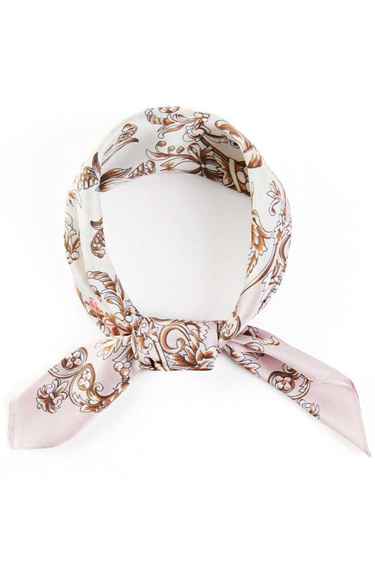 Pink Elevate your accessory game with this stunning Baroque Pattern Print Bandana Scarf. Crafted from 100% lightweight polyester, this versatile 27.5" x 27.5" square scarf features an intricate baroque design that adds sophistication to any outfit. Perfect for all seasons, the silky fabric drapes beautifully around your neck, as a headwrap, or styled into your hair. Whether you're dressing up a casual look or adding polish to formal wear, this timeless pattern works year-round. The generous square size offe