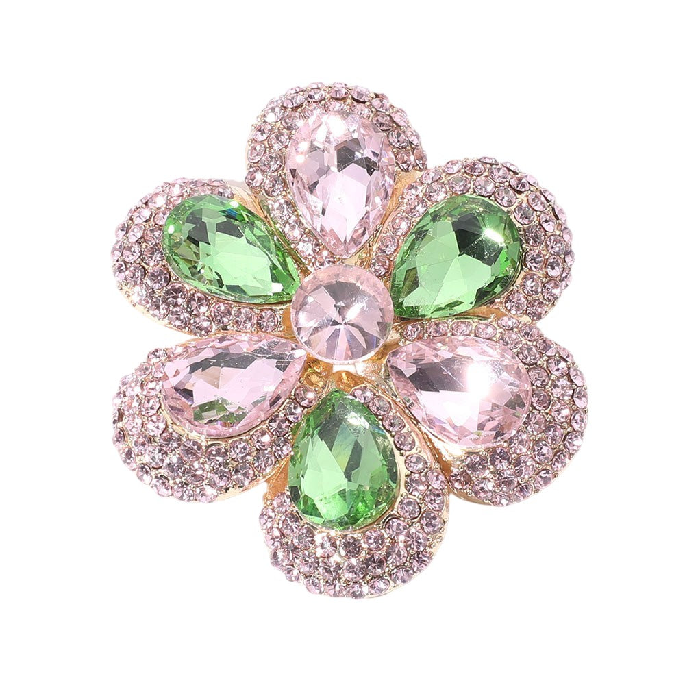PinkCrystal Crystal Teardrop Cluster Flower Pin Brooch will add sparkle to any outfit. The intricate design and high-quality crystals create a stunning statement piece to enhance any garment. Perfect for weddings, parties, or special occasions. 