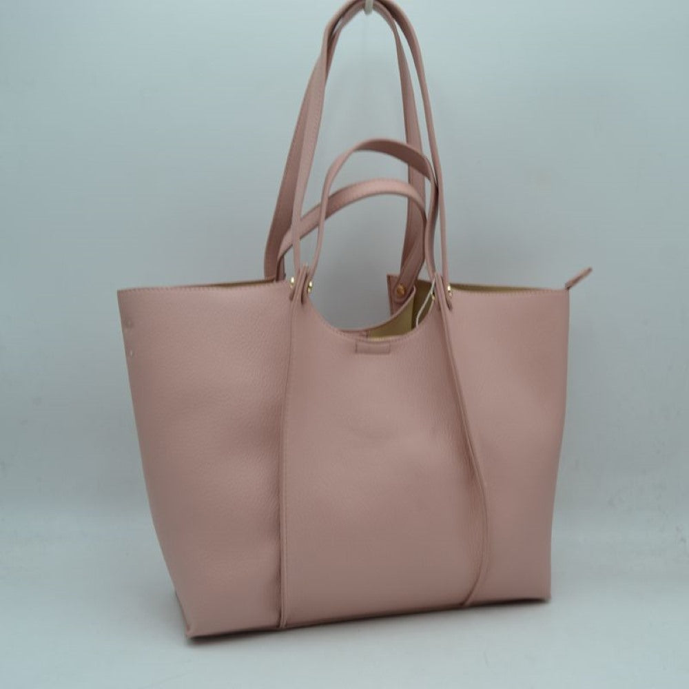 Pink This versatile tote bag is a sophisticated addition to any collection. Crafted from high-quality, durable material, it combines a structured, minimalist shape with a rich, tactile finish. Designed for the modern professional or frequent traveler, it features an elegant central panel design and is adorned with polished gold hardware studs that add a touch of understated luxury.