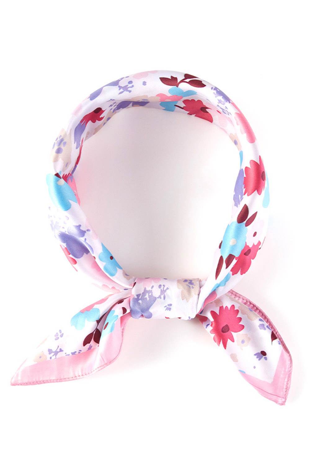 Pink Brighten your summer style with this charming multi-flower print bandana scarf. Crafted from lightweight 100% polyester, it's perfect for warm weather wear tie it around your neck, head, or wrist for effortless versatility. The generous 27.5" x 27.5" square size offers plenty of styling options. Whether you're heading to the beach, running errands, or adding a pop of color to any outfit, this durable scarf keeps you cool and fashionable all season long.