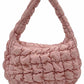 Pink Compact quilted bag crafted from durable 100% polyester with a timeless solid design. Measuring 8.7" x 11.8" x 3.15", it's the perfect size for everyday essentials, travel accessories, or as a versatile organizer. The quilted texture adds visual interest and subtle structure. Ideal for on-the-go convenience with a sleek, minimalist aesthetic that pairs effortlessly with any outfit.