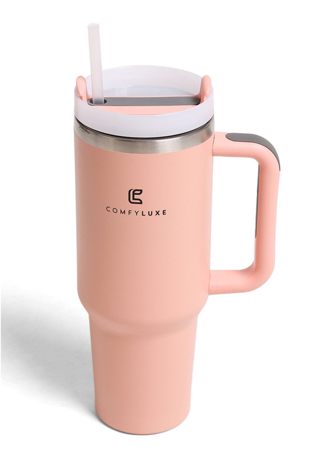 Pink Keep your beverages at the perfect temperature with this 40oz stainless steel tumbler. Double-wall insulation maintains hot drinks hot and cold drinks cold for hours. The ergonomic handle makes it easy to carry on the go, while the sleek solid color design works with any style. BPA-free construction ensures safe, worry-free hydration. Perfect for work, travel, or everyday use.