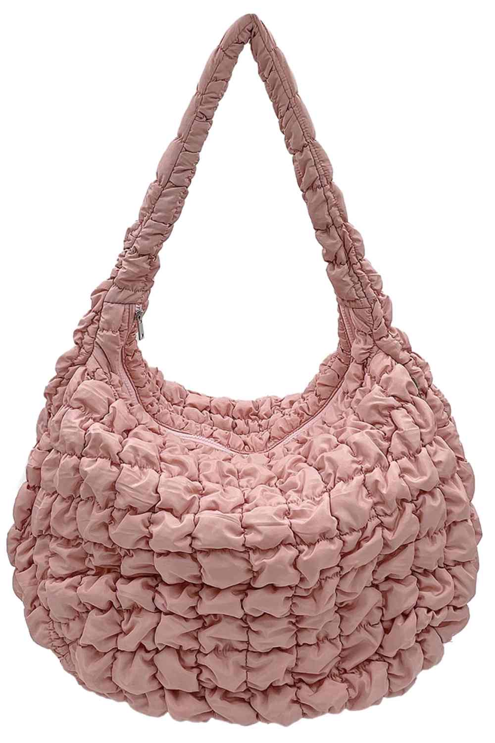 Pink Carry your essentials in style with this Large Quilted Solid Bag. Crafted from durable 100% polyester with a classic quilted design, it offers a sleek, versatile look that complements any outfit. The adjustable sling strap allows for comfortable crossbody wear, making it perfect for everyday errands, travel, or casual outings.