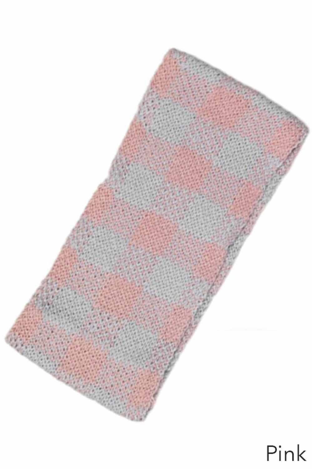 Pink Stay warm and stylish with this checked pattern knit headband. Crafted from soft, durable 100% acrylic, it offers cozy comfort for chilly days. The generous 4" x 8.6" size fits most head sizes with a comfortable stretch. Perfect for outdoor activities, casual wear, or layering under hats. Machine washable for easy care.