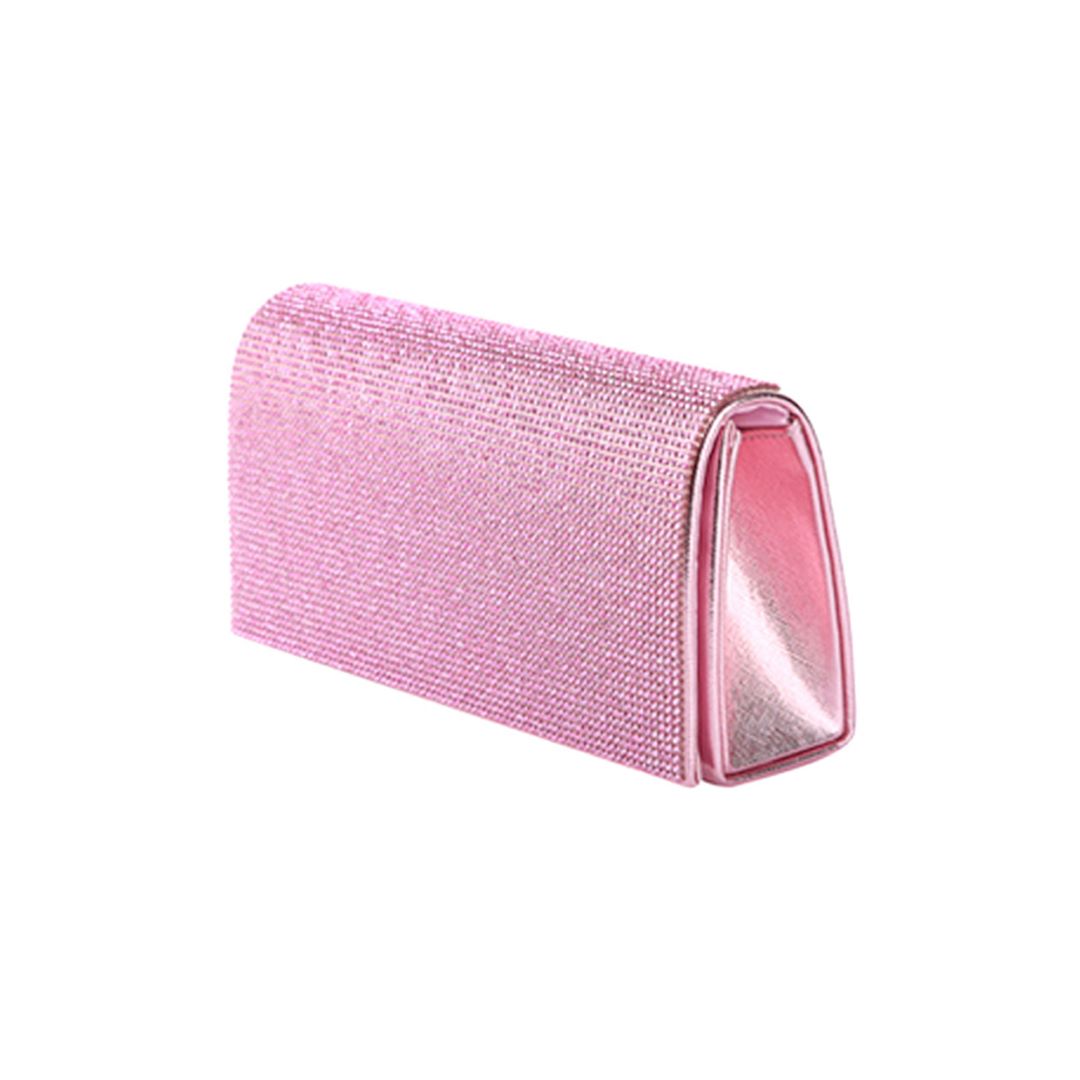 Pink Shine at every occasion with this aqua crystal clutch, designed with a sleek silhouette and shimmering detail. Perfect for weddings, galas, and nights out, this glamorous statement bag adds elegance and sparkle to any outfit.