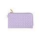 Faux Leather Basket Weave Flat Card Holder Wallet with Wristlet - Lavender - Wallets