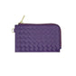 Faux Leather Basket Weave Flat Card Holder Wallet with Wristlet - Purple - Wallets