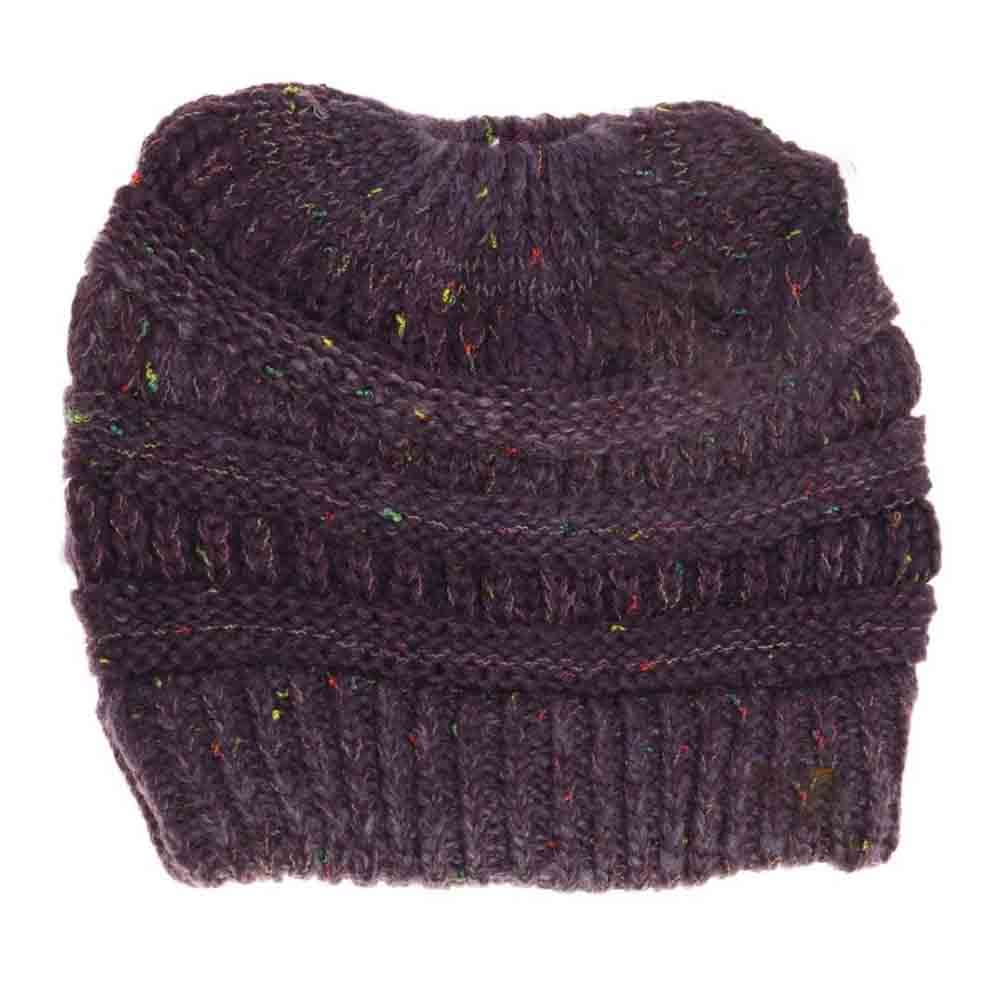 Purple Flecked Ombre CC Beanie Tail offers expert craftsmanship with its soft, flecked yarn that creates a subtle ombre effect. Designed to comfortably fit all head sizes, this beanie tail provides warmth while allowing the perfect ponytail or bun to peek through, combining practicality with style. Ideal for cooler days, it’s a functional accessory that seamlessly blends comfort with a modern, casual look. 
