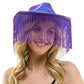 Shiny Western Cowboy Hat with Fringe - Purple - Cowboy Hat