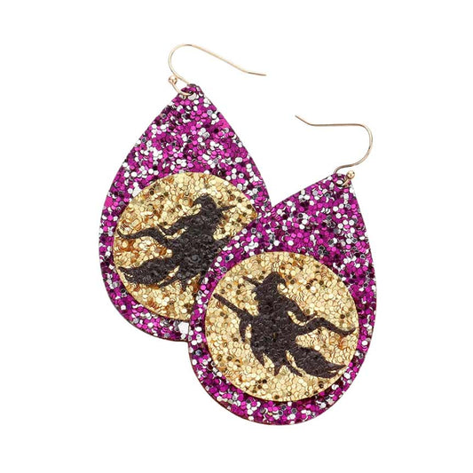 Purple Witch Accented Glittered Teardrop Dangle Earrings, are fun handcrafted jewelry that fits your lifestyle, adding a pop of pretty color. This pretty & tiny earring will surely bring a smile to one's face as a gift. This is the perfect gift for Halloween, especially for your friends, family, and the people you love.