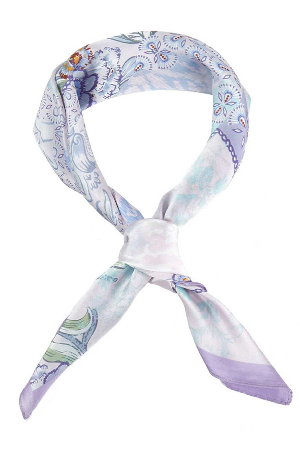 Purple Elevate your summer style with this vibrant Abstract Floral Print Bandana Scarf. Crafted from lightweight 100% polyester, this versatile 27.5" x 27.5" square scarf is perfect for warm weather wear. Tie it around your neck, wear it as a headwrap, or style it as a chic accessory the possibilities are endless. The breathable fabric keeps you cool while the eye-catching floral design adds a pop of color to any outfit. Ideal for beach days, casual outings, or festival season.