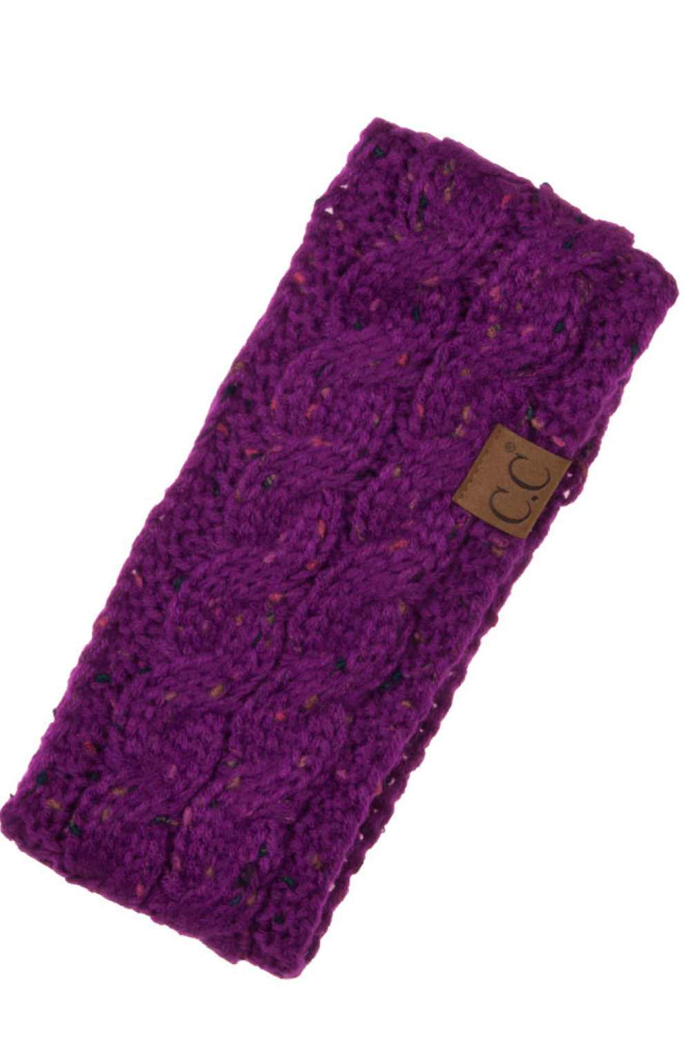 Purple Cozy up with the C.C Chunky Knit Confetti Sherpa Lined Headband, the perfect blend of warmth and style. Crafted from 100% acrylic, this headband features a chunky knit exterior with a soft sherpa lining for maximum comfort against your skin. The playful confetti pattern adds a fun pop of color to any winter outfit. One size fits most, making it an easy grab-and-go accessory for chilly days. Whether you're heading out for a quick errand or settling in for the season, this headband keeps you warm witho