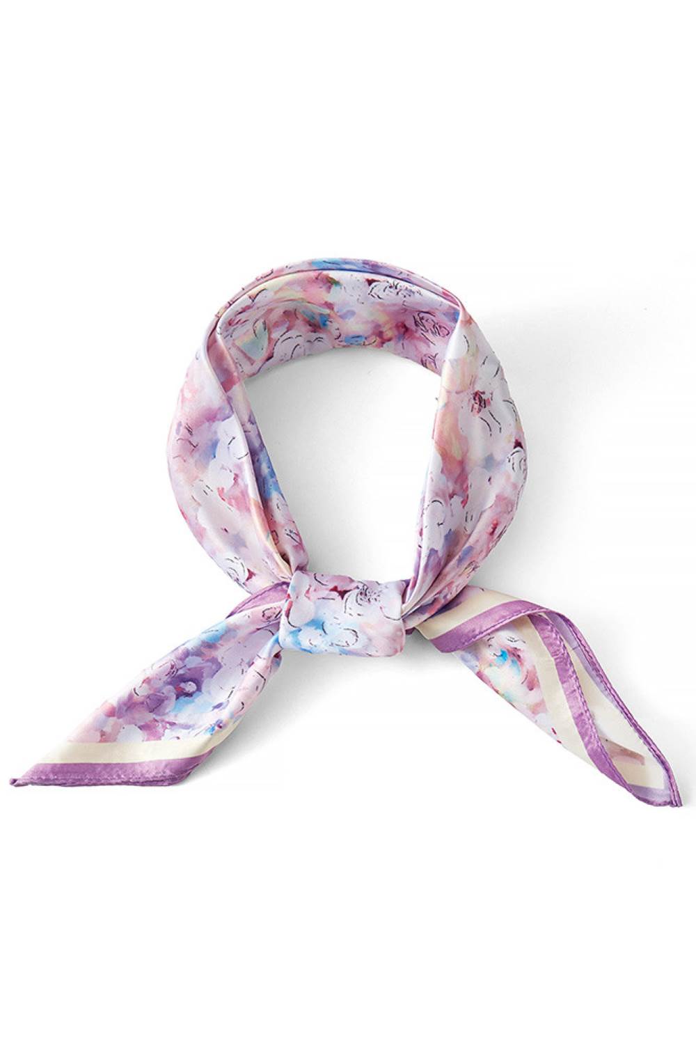 Purple Brighten your summer style with this charming floral pattern bandana scarf. Crafted from lightweight 100% polyester, it's perfect for warm weather wear tie it around your neck, head, or wrist for effortless versatility. The generous 27.5" x 27.5" square size offers endless styling possibilities. Whether you're heading to the beach, running errands, or adding a pop of color to any outfit, this breathable scarf keeps you cool and fashionable all season long.
