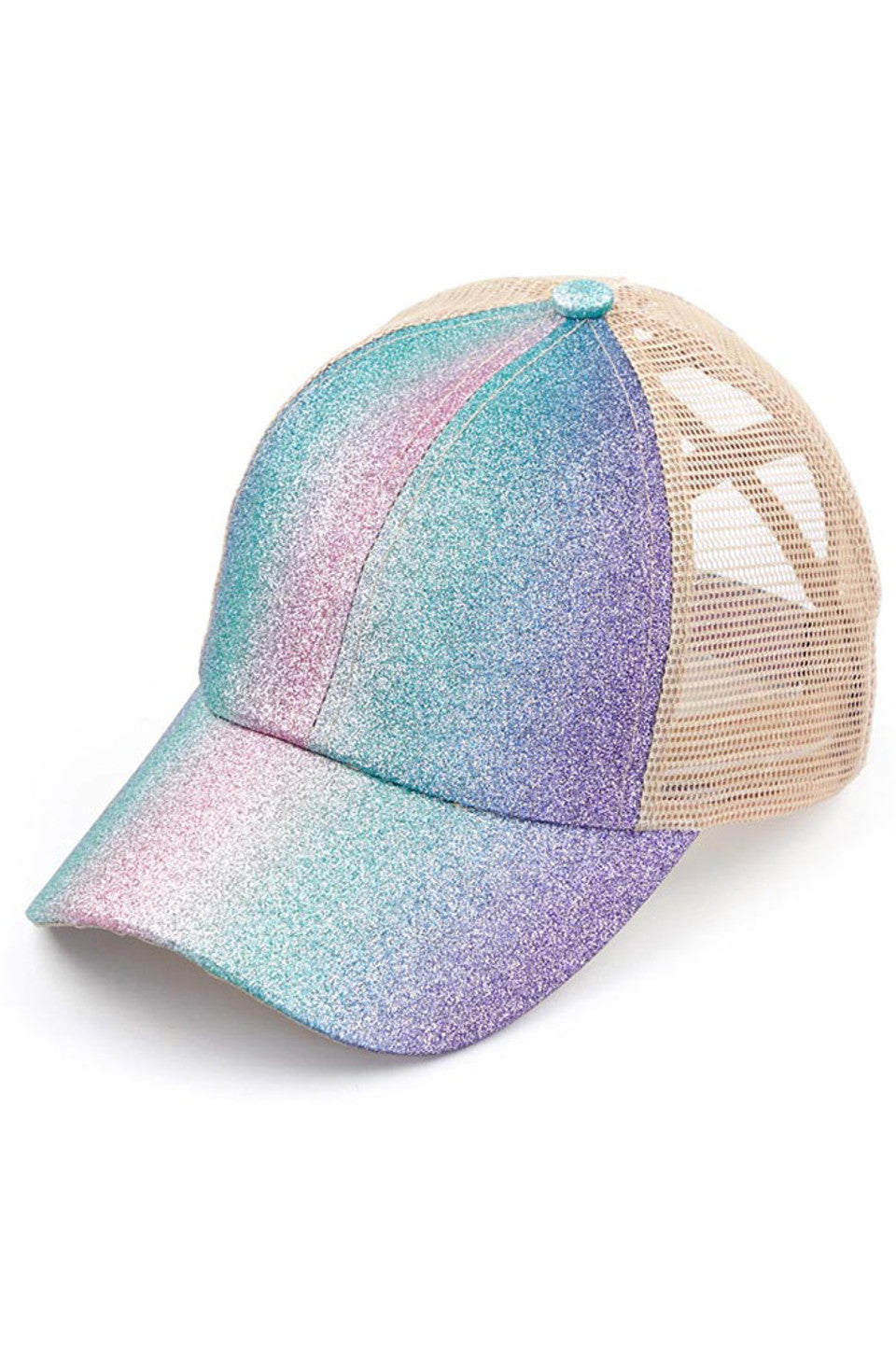 Purple C.C OMBRE GLITTER CRISS-CROSS PONYCAP is the perfect addition to any outfit. Featuring a stylish ombre glitter design and a criss-cross ponytail opening, this cap adds a touch of glam while keeping your hair in place. The ultimate blend of fashion and function.
