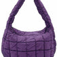 Purple Compact quilted bag crafted from durable 100% polyester with a timeless solid design. Measuring 8.7" x 11.8" x 3.15", it's the perfect size for everyday essentials, travel accessories, or as a versatile organizer. The quilted texture adds visual interest and subtle structure. Ideal for on-the-go convenience with a sleek, minimalist aesthetic that pairs effortlessly with any outfit.
